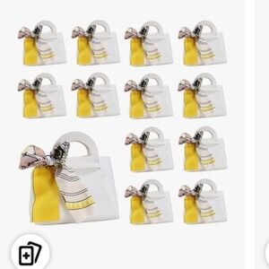 12 Pack White Gift Bags with Ribbon Candy Party Favor Wedding Bridal